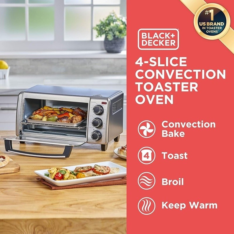 Compact Toaster Oven 9 Inch Pizza 4 Slice Bread Timer Crumb Tray Functions New