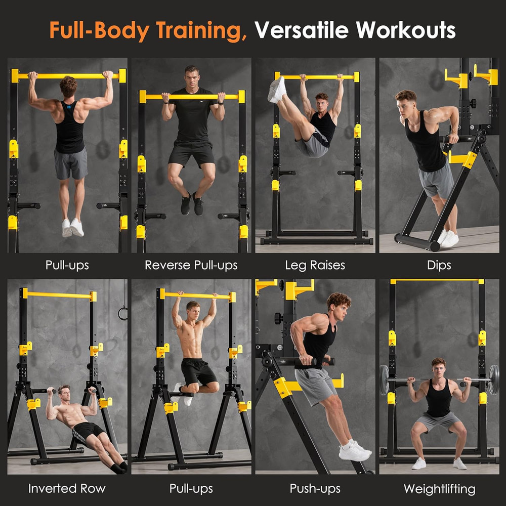 Power Tower Pull up Bar Station, Foldable Pull up Dip Station Free Standing for