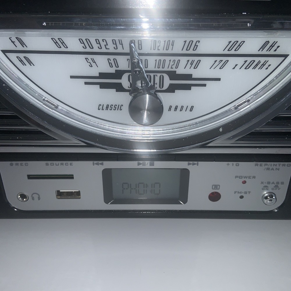 Pyle Vintage Turntable Player W/Stereo Radio- USB/SD Encoding PTR8U