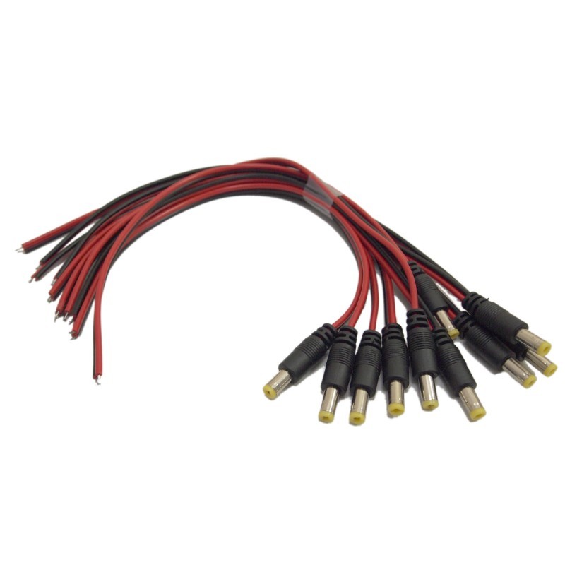 10 Pcs for CCTV Security Camera System DC Jack with Pigtail Male end