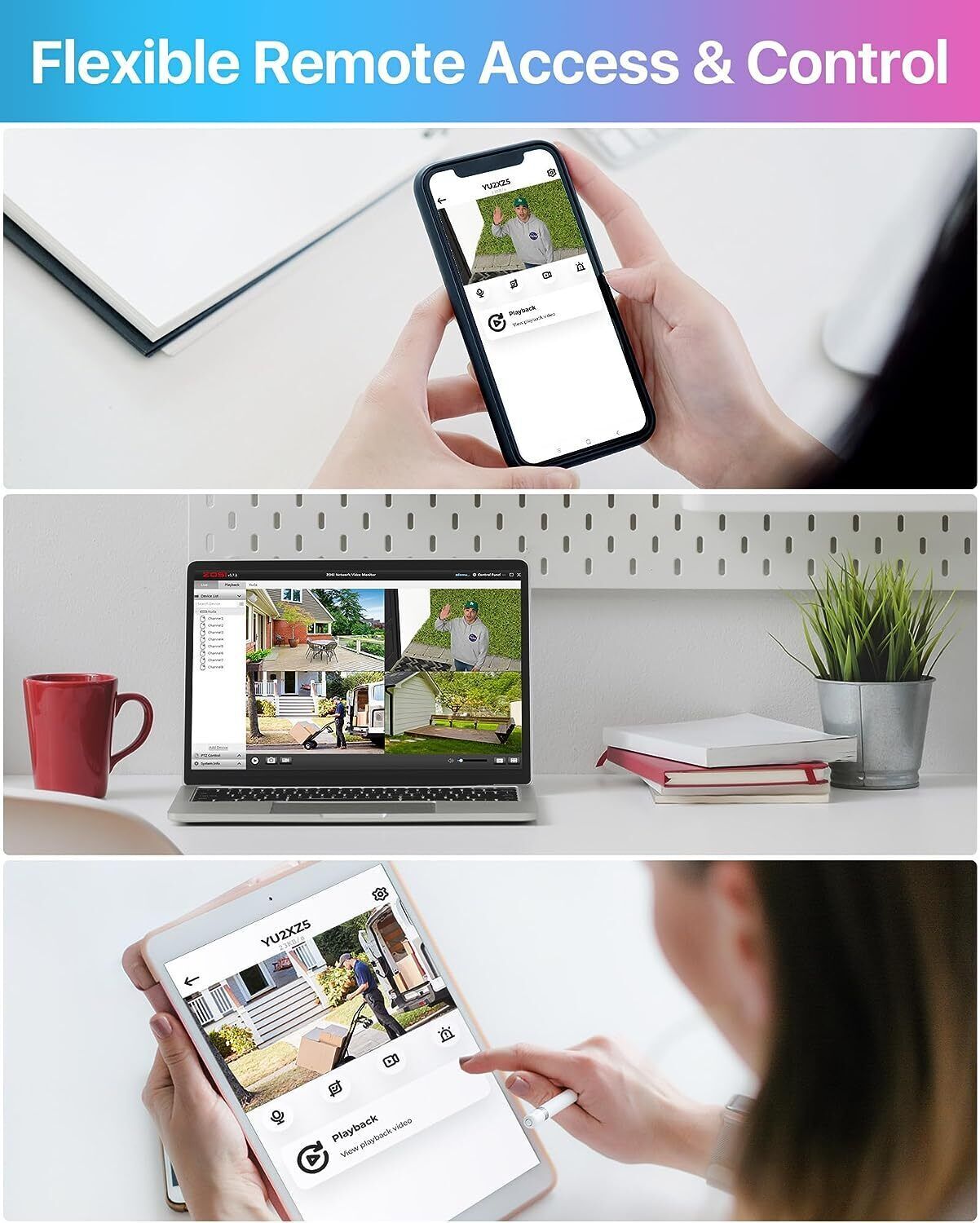 ZOSI 8CH 4MP 2.5K Home Security PoE IP Camera System Smart Human Detection 2TB