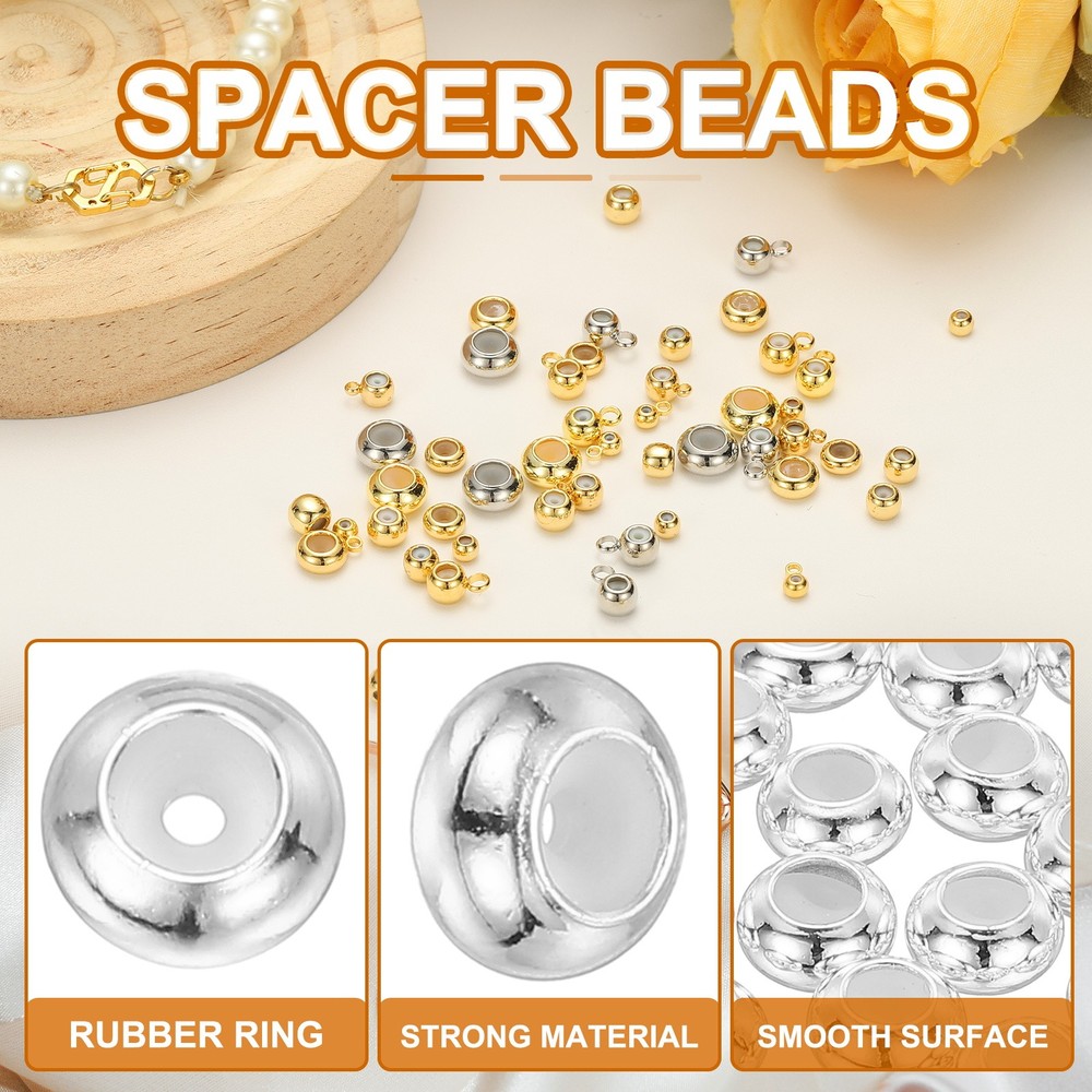 20Pcs 7mm Positioning Spacer Beads for Bracelets, Silver