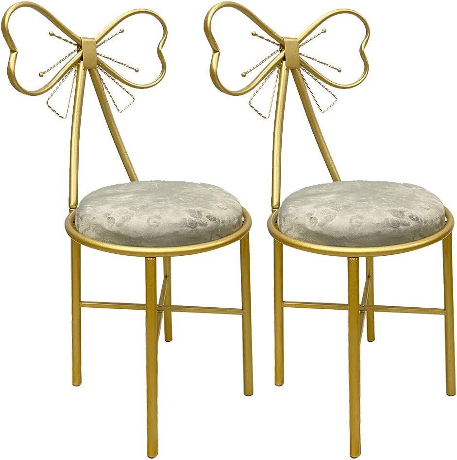 2pcs Vanity Stool Makeup Chair Dressing Table Seat Bedroom Mirror Set Padded