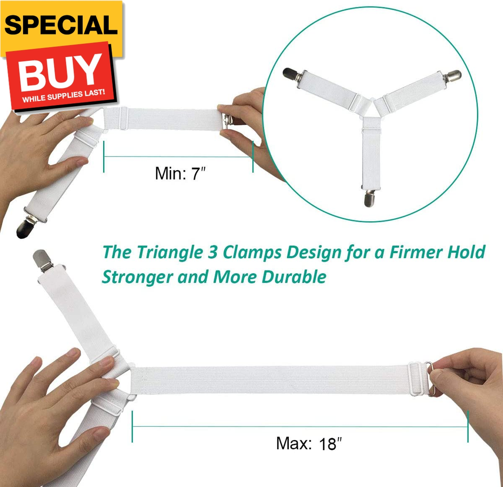 Bed Sheet Holder Straps Fitted Sheet Keepers Bedsheet Holders Fasteners - Elasti