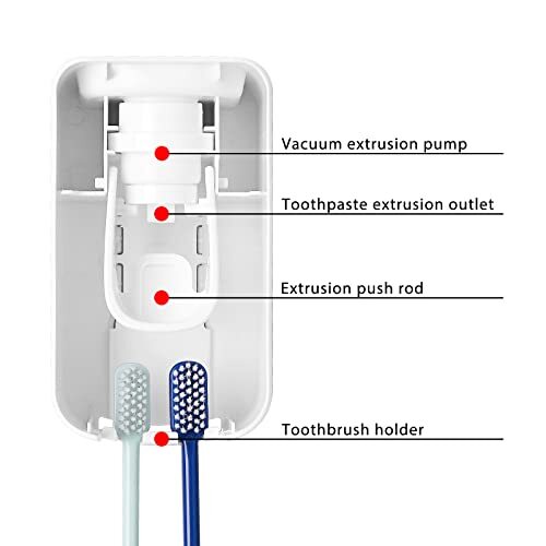 2 Slot Toothbrush Holder and Toothpaste Dispenser Wall Mounted, Automatic