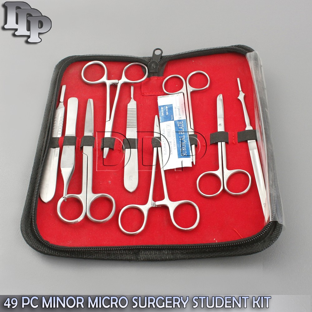 49 PC O.R GRADE MINOR MICRO SURGERY SURGICAL VETERINARY INSTRUMENTS STUDENT KIT