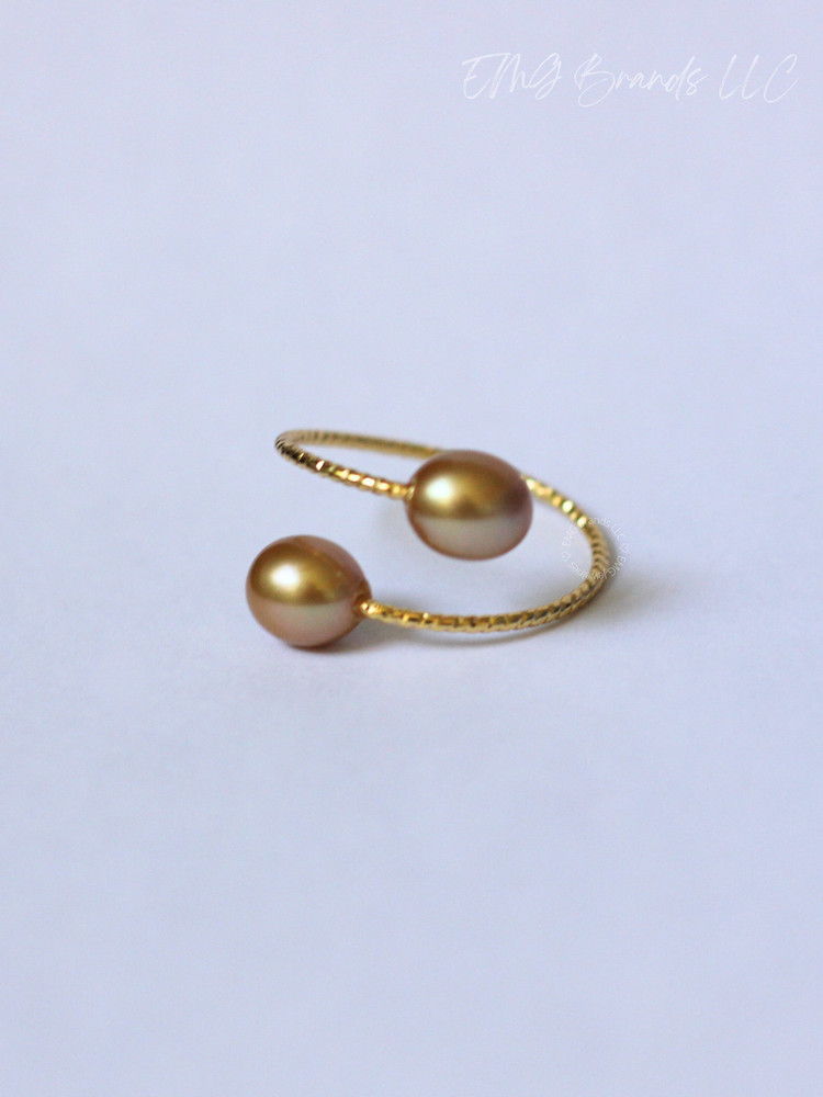 Deep Golden Pearl Bypass Ring