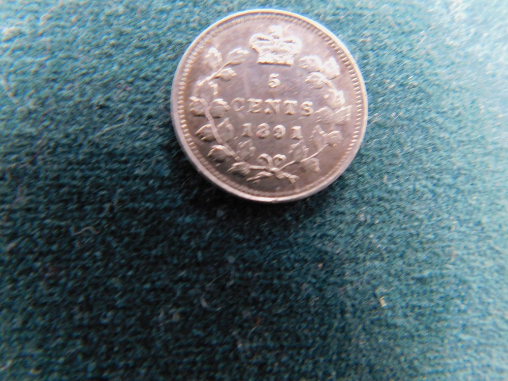 1891 CANADA SILVER 5 CENTS unc bu