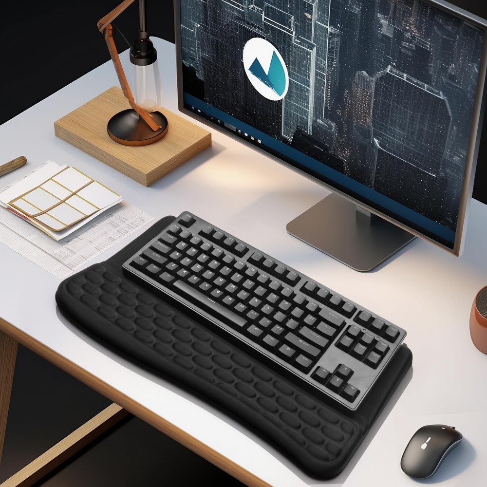 Computer Keyboard Stand Pad with Wrist Rest, Ergonomic Comfy Tilted Keyboard ...