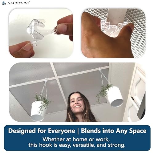 Clear Drop Ceiling Hooks Classroom Decorations - 12 Pack Polycarbonate 12Pack