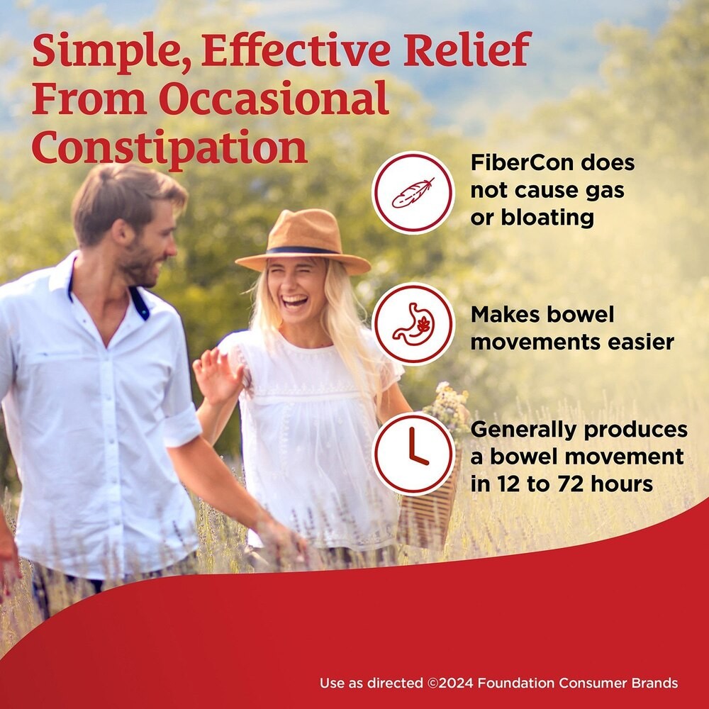 Fibercon Fiber Therapy for Regularity Caplets Constipation Relief 140 Count