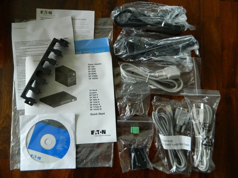 Eaton 5P UPS Power + Serial + USB Cables Users Guide CD Rom Brackets and More