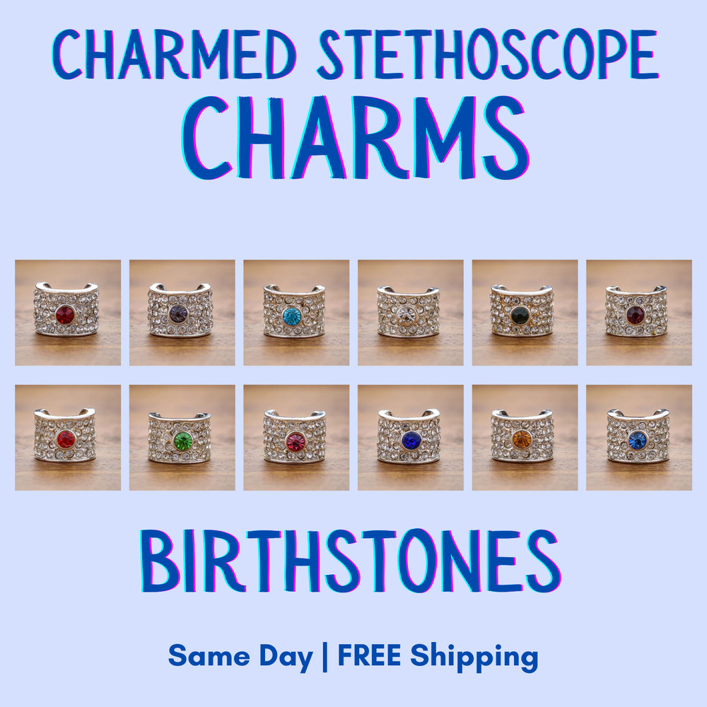CharMED Stackable Stethoscope Bling Charms | Birthstones