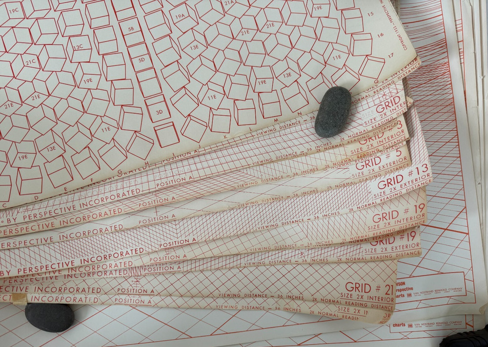 1955 Lawson Perspective Grid Charts Size IX Basic Set W Selector Charts Int/Ext