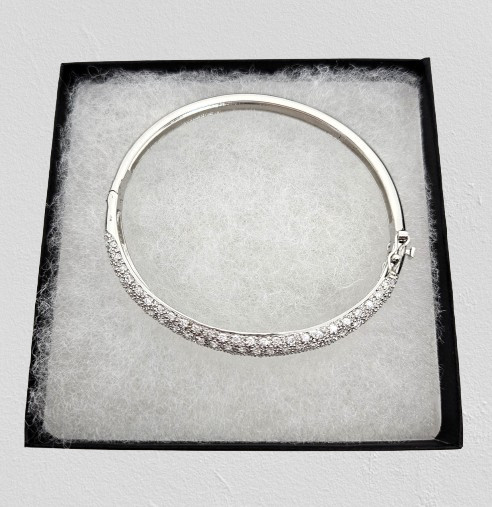 Sterling Silver Pave Setting Bangle bracelet