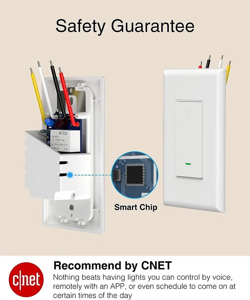 Smart Wi-Fi Switch | Single Pole | Google and Alexa Control | Simple Install