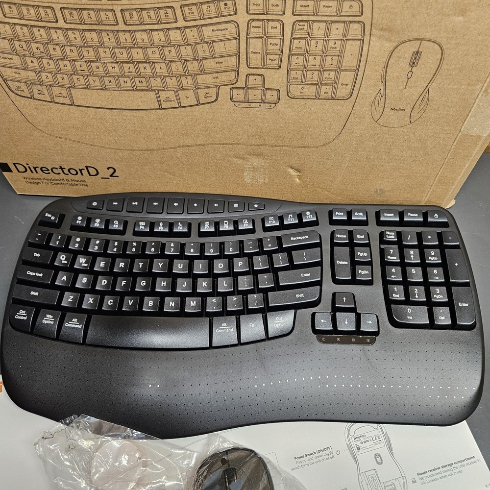 Meetion DirectorD_2 Wireless Ergonomic Keyboard Mouse Combo Black PC Mac Android