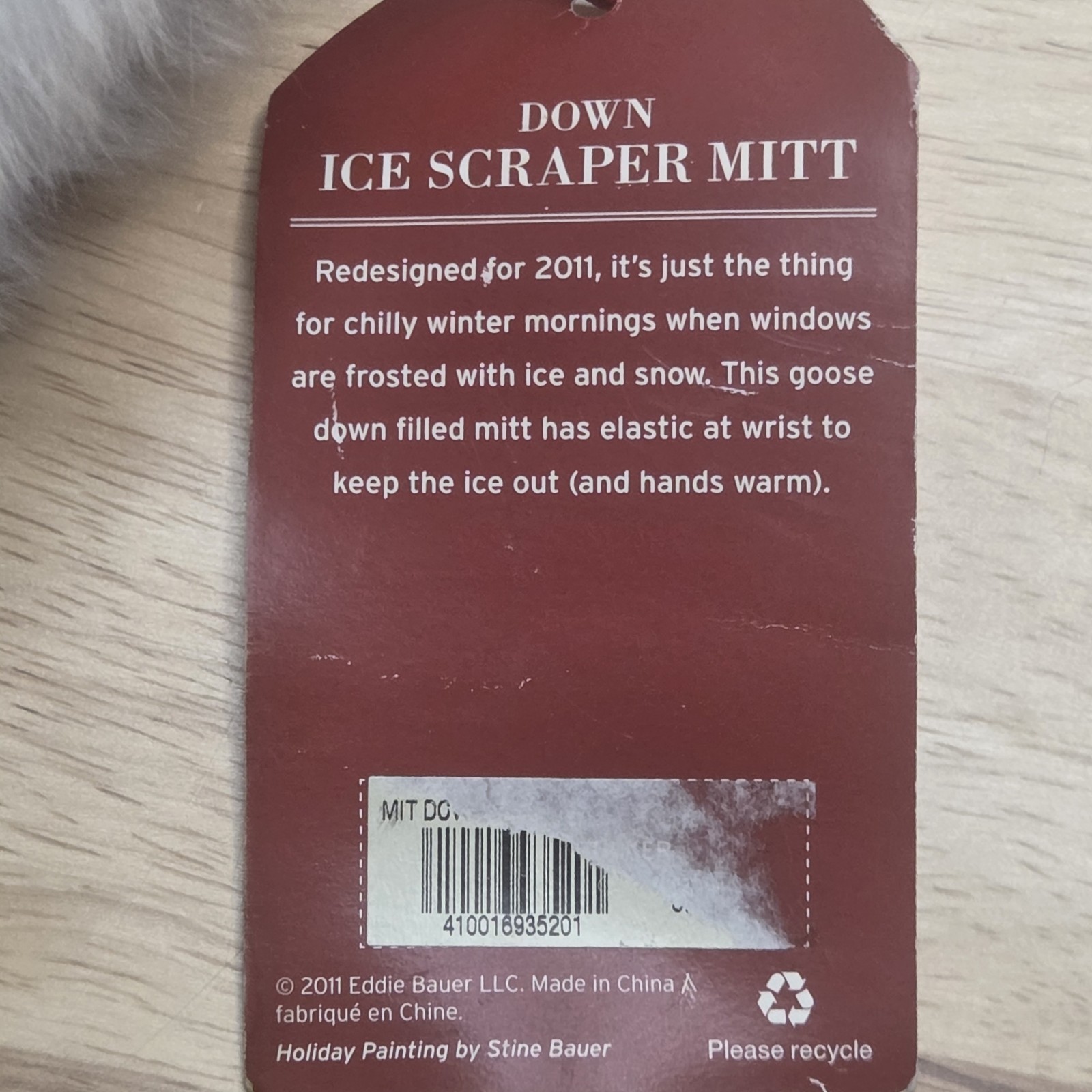 Vintage Eddie Bauer Goose Down Fitted Ice Scraper Mitt (Purple Snowflake Design)