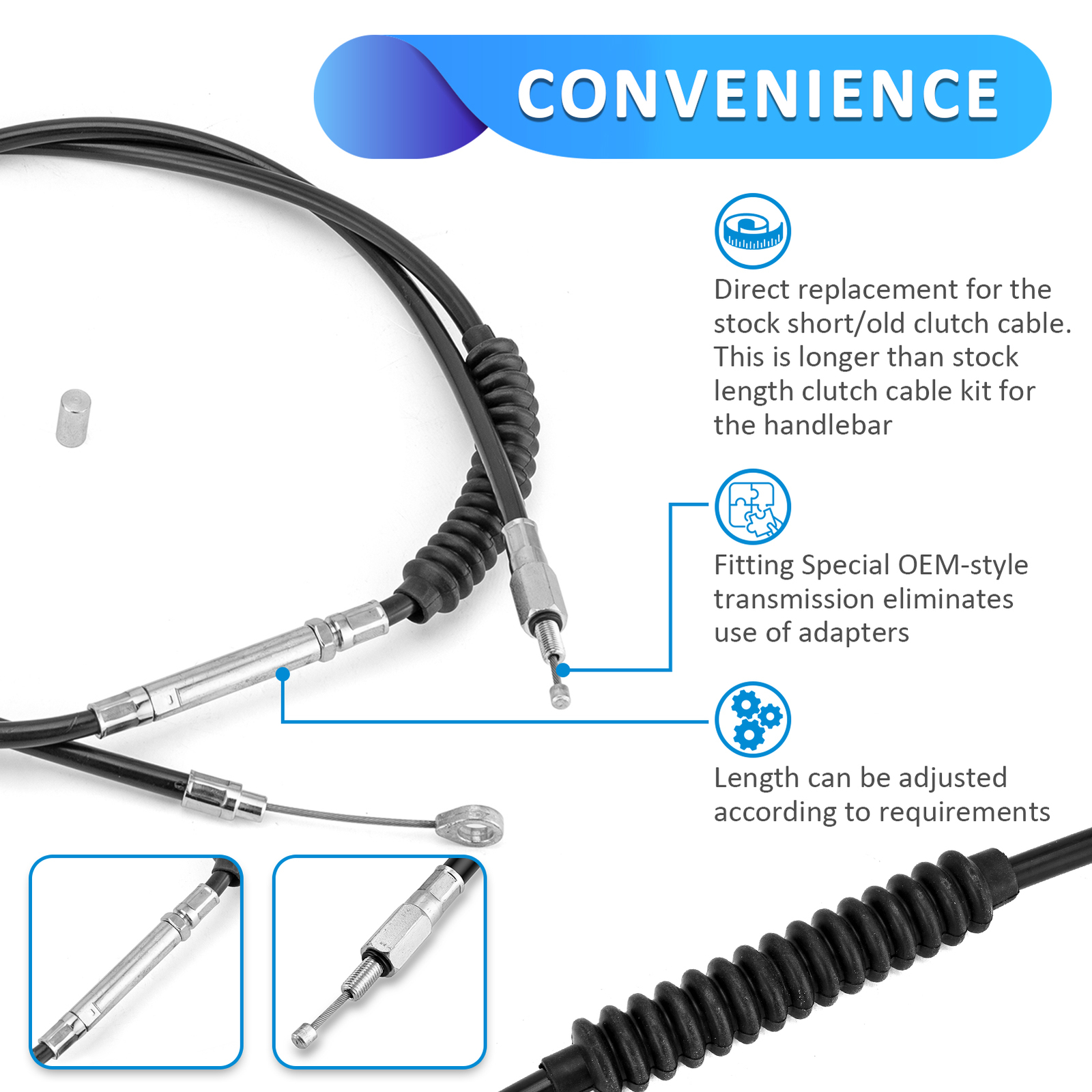 68 11/16" Stainless Steel Braided Clutch Cable For Harley Touring Dyna Softail