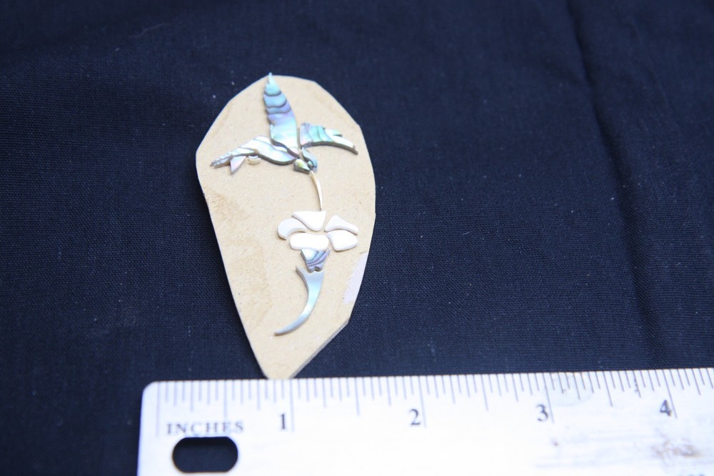 Shell inlay, abalone, Humming bird