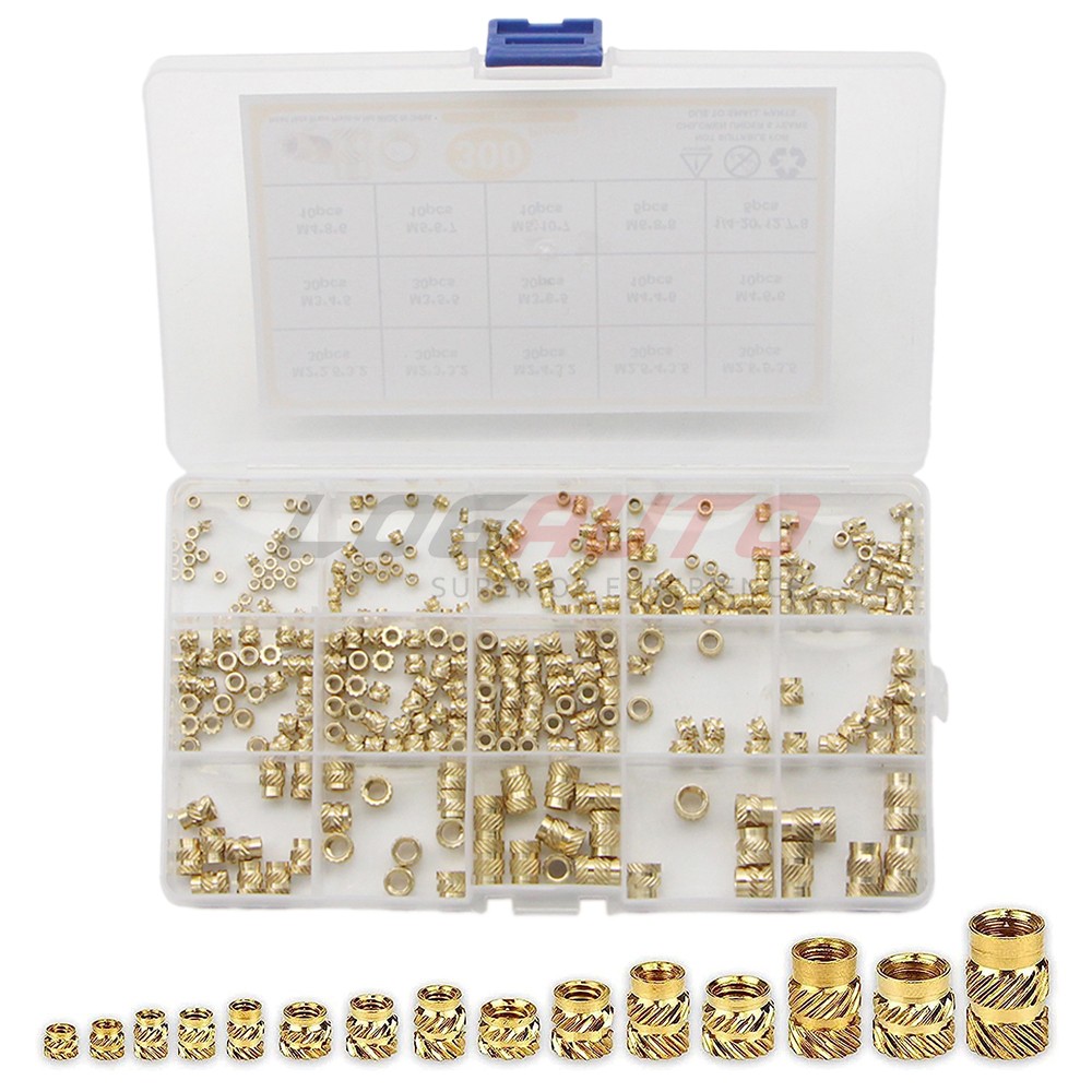 300Pcs Brass Threaded Hot Melt Heat Nut Set Insert Embedment Thread Nuts M2-M6