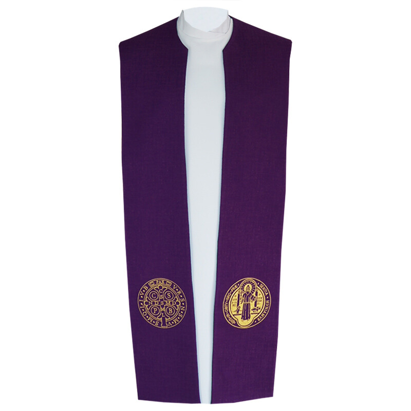 Reversible St. Benedict PRIEST Stole with Embroidery