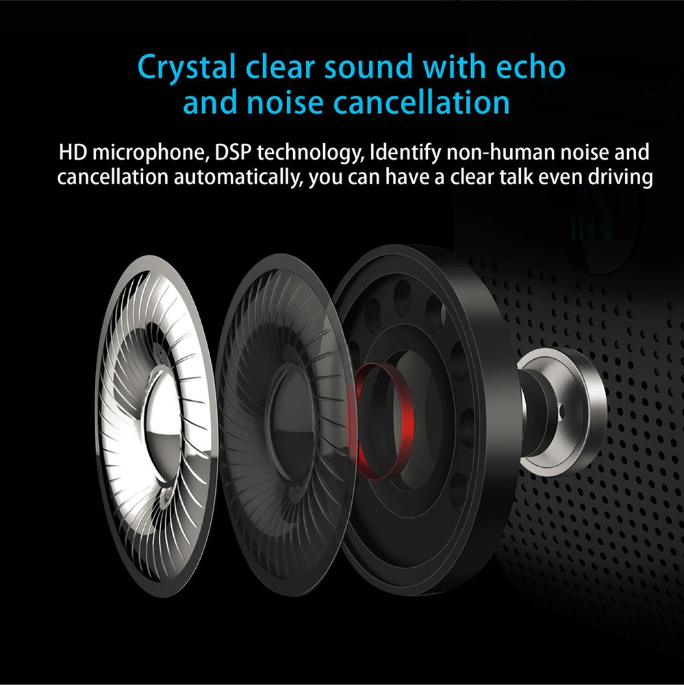 Bluetooth Hands Free Car Kit Speakerphone Sun Visor Wireless Speaker Phone Black