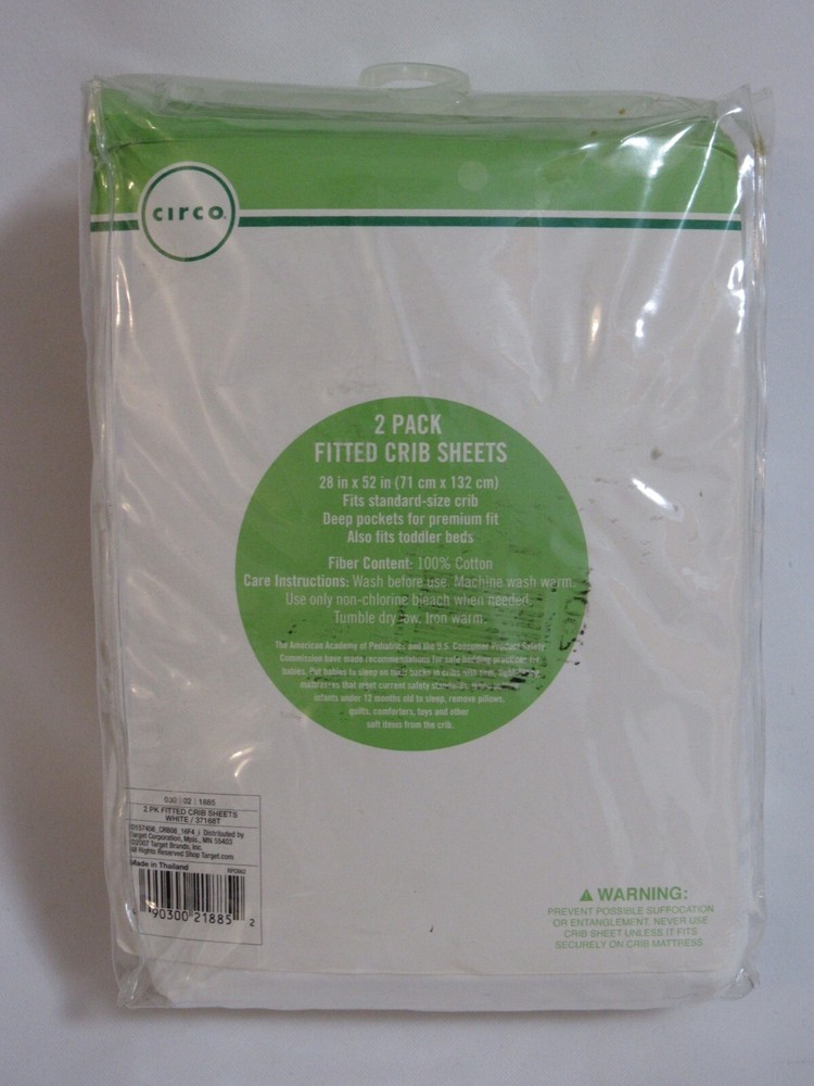Circo White Fitted Crib Sheet 100% Cotton