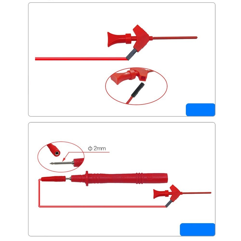 Compact Multimeter Test Hooks with 10 Inch Leads for IC Testing and Repairs