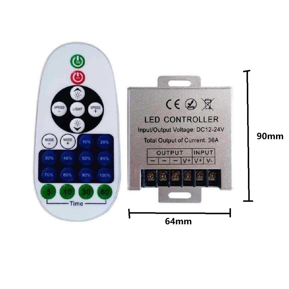 23 Key Monochrome Aluminum Shell 36A Light Controller LED Controller DC12-24V