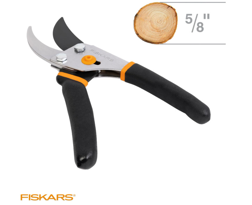 Fiskars Bypass Pruning Shears – 5/8” Cut Capacity, Sharp Rust-Resistant Blade