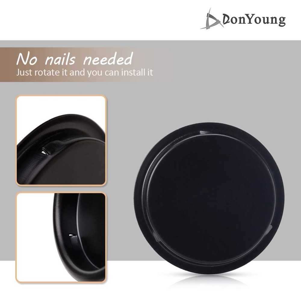 6PCS Closet Door Finger Pull 2-1/8", Black Easy Snap-in Circular