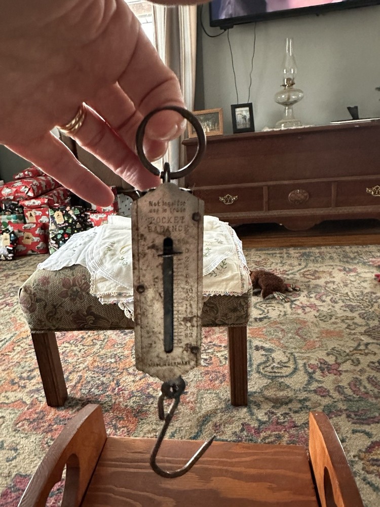 Vintage German Pocket Scale With Ring And Hook