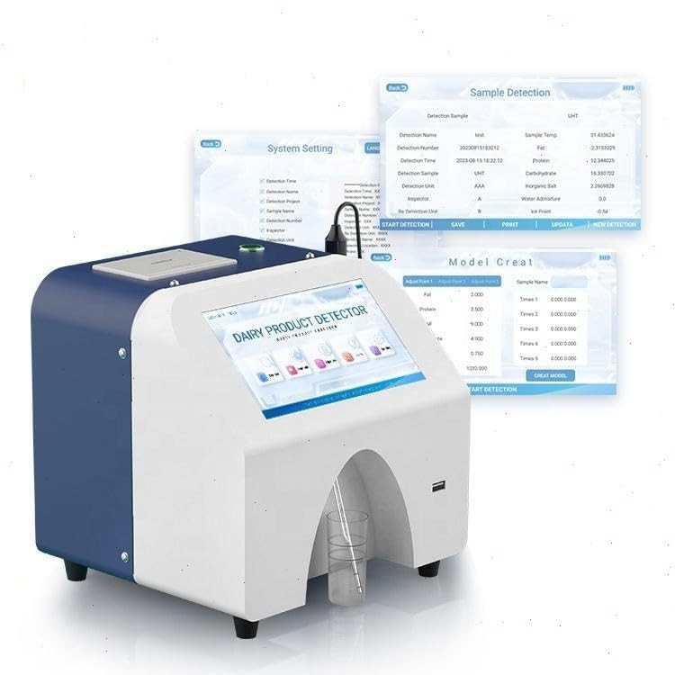 Milk Tester Machine with Thermal Printer 11 Item Single Pump Touch Screen