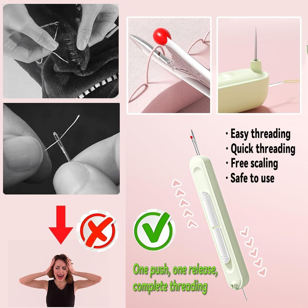 Needle Threaders, 3PCS 2 in 1 Needle Threader Seam Ripper for Hand Stitching, Up