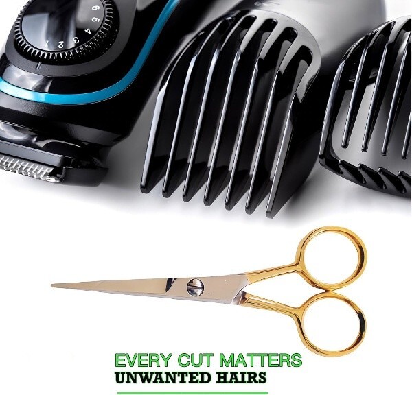 Beard Mustache Grooming Set - Precision Scissors and Combs Kit for Men -...