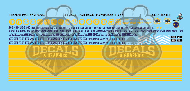 Alaska Railroad Passenger Modern HO Scale Decal Set
