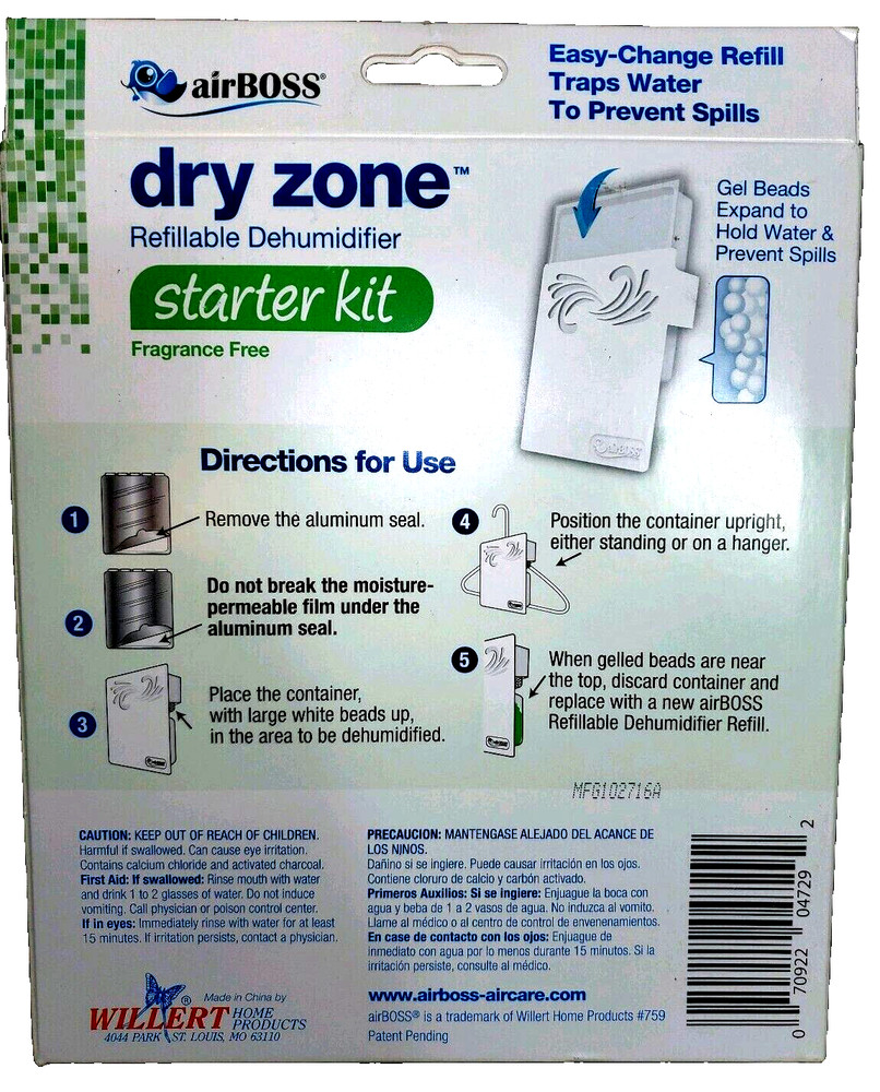 Dry Zone Refillable Dehumidifier Starter Kit Holders + Refills Eliminates Odors
