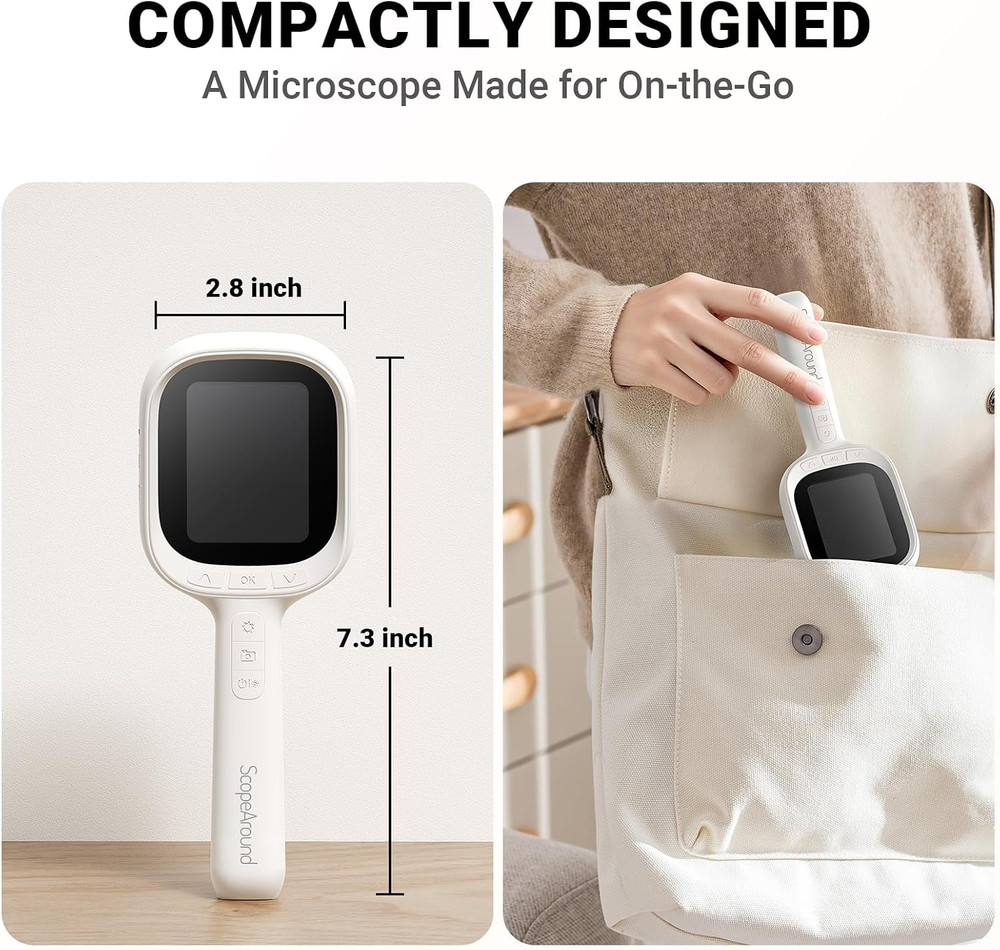Digital Microscope, Autofocus Handheld Microscope, Magnifier with 2.8" IPS Scree