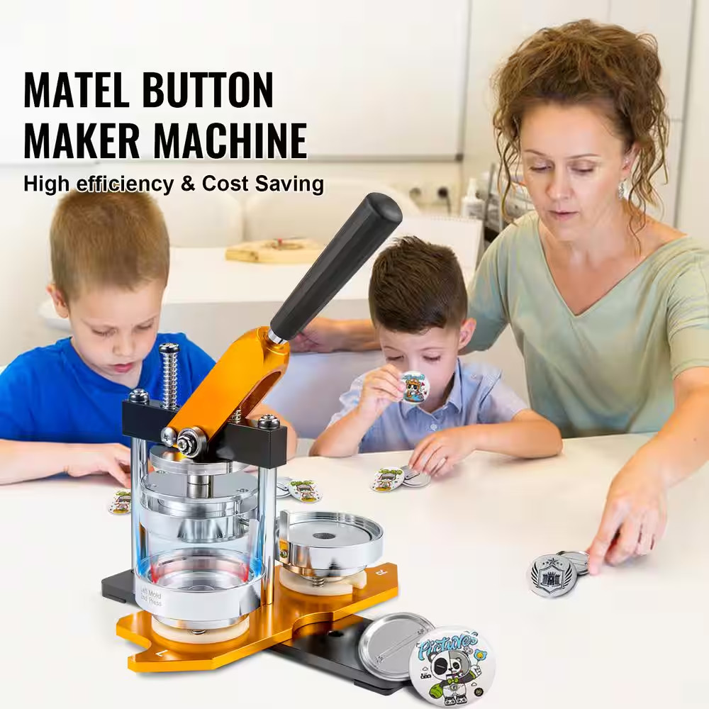 Button Maker Machine, 75 Mm Badge Punch Press Kit, DIY Pin Maker, Includes 500 B