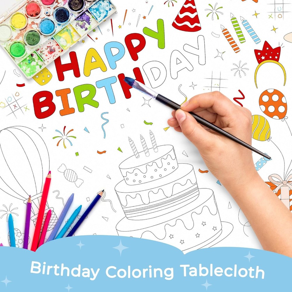 Childom 1 Pack Birthday 72" x 30" (Rectangular), Happy Coloring