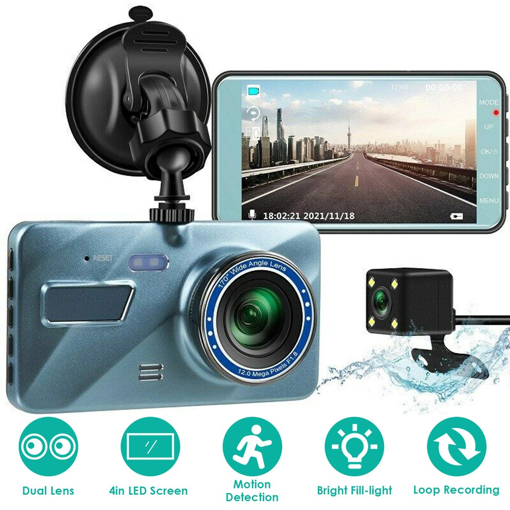 720P Dual Dash Cam Vehicle Recorder W/ Looping Function&Motion Detection Feature
