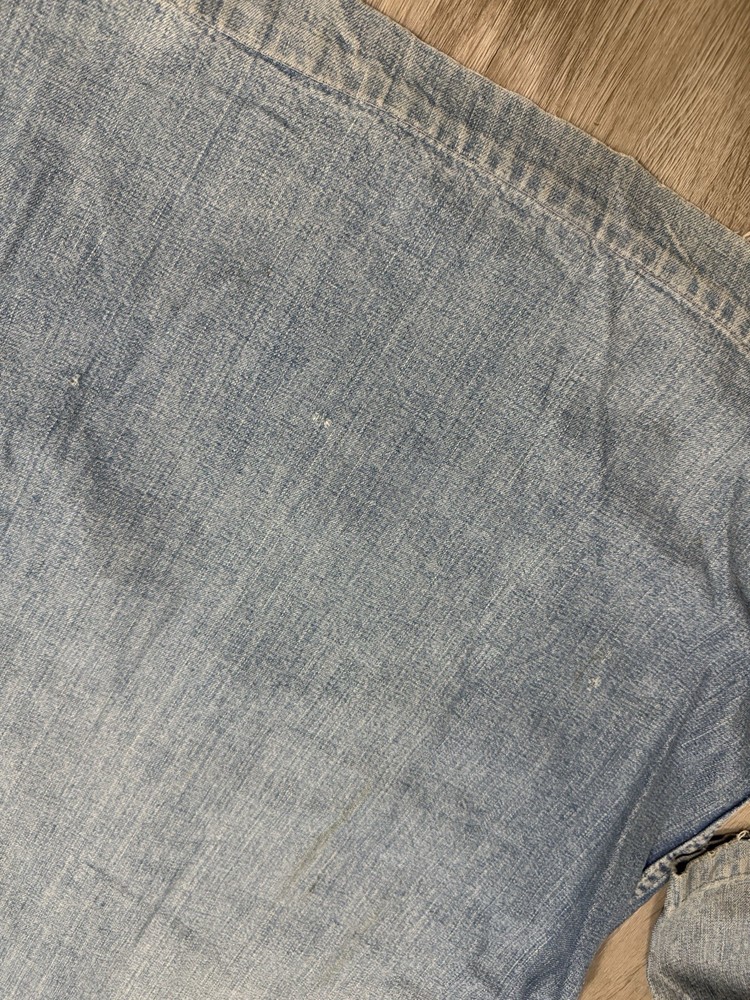 1940s USN Navy Shawl Collar Denim Military Jacket Original Buttons Size Medium