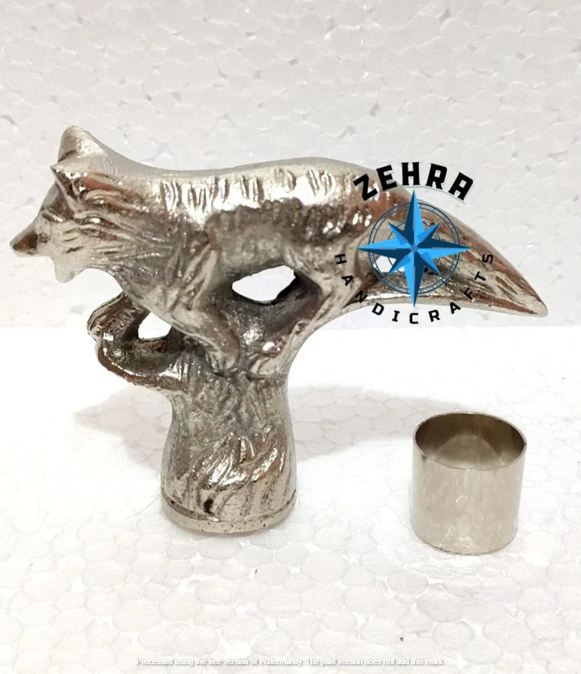 ZEHRA Nautical Vintage Solid Brass Antique Wolf Head Only Handle Walking Stick