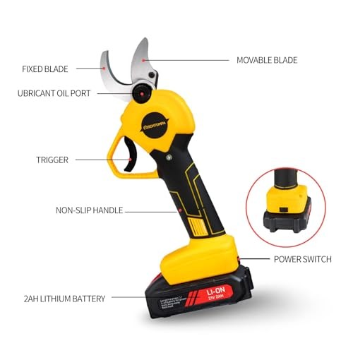 21v Electric Pruning Shears, 1.6" (40mm) Cutting Diameter Pruning Shears for