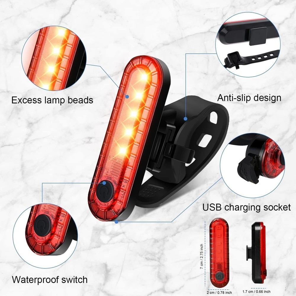 Lightweight 5-LED Bike Tail Light - Rechargeable, Easy Install, Multi-Modes