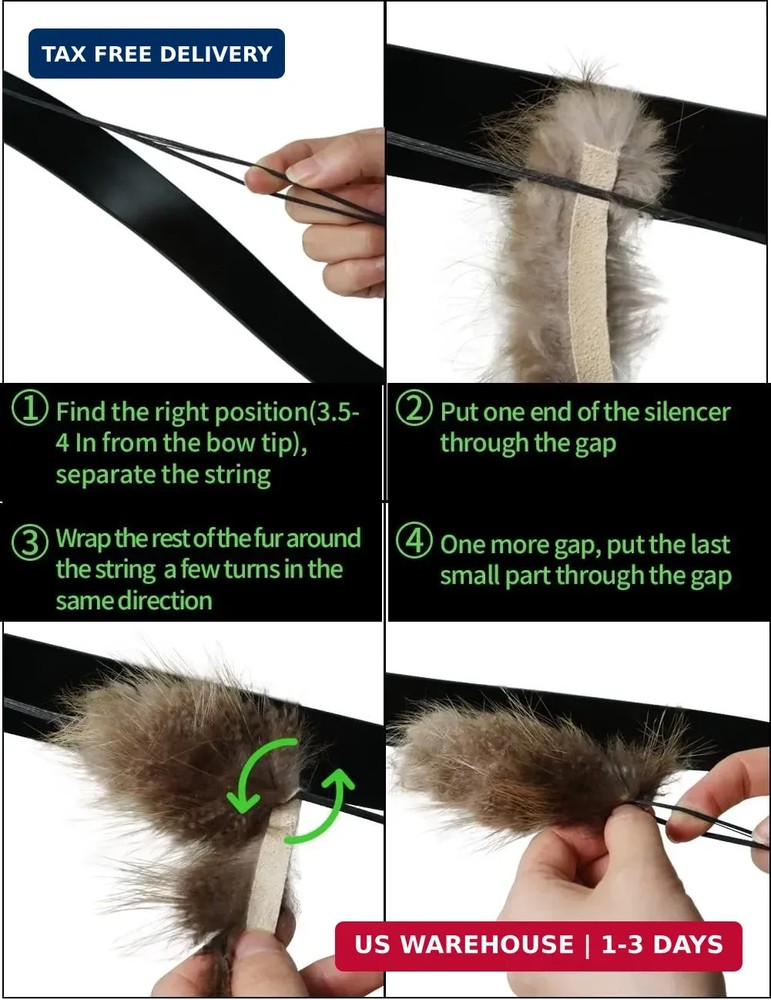 THREE ARCHERS Beaver Balls Bow String Silencers 2 Pack - Traditional Archery Bow