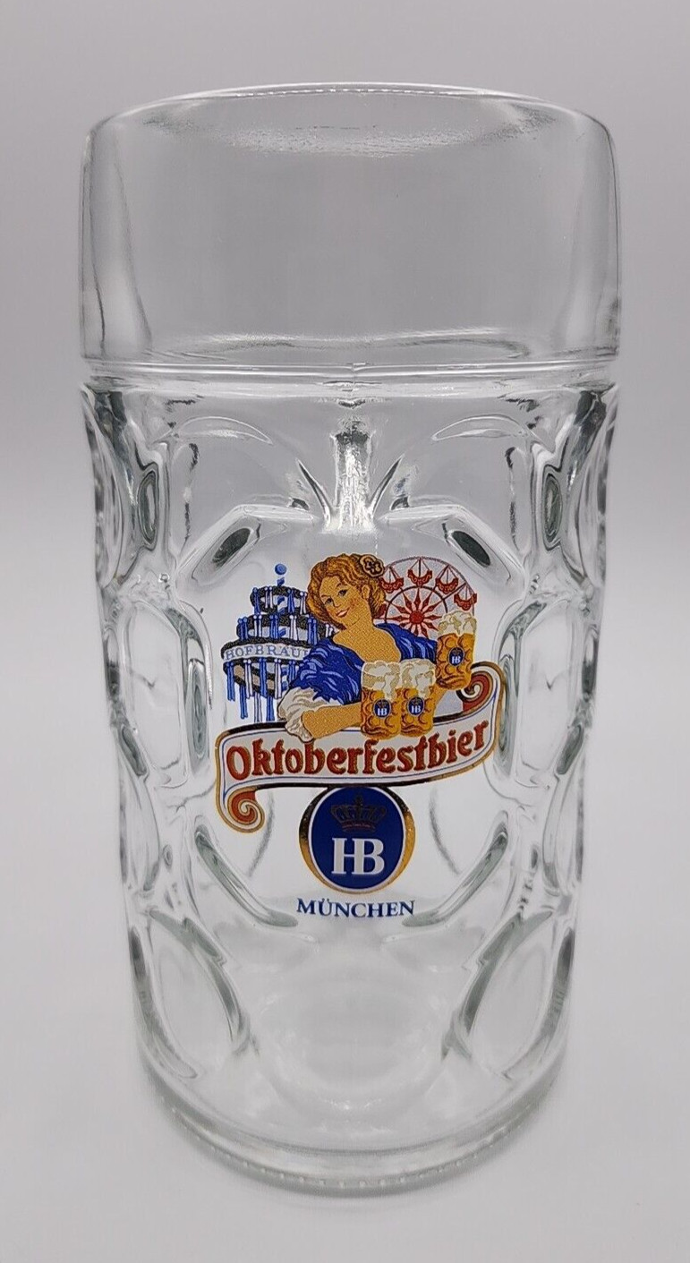 German Beer Stein Oktoberfest Bier Girl Carrying Steins Mugs 1 Liter