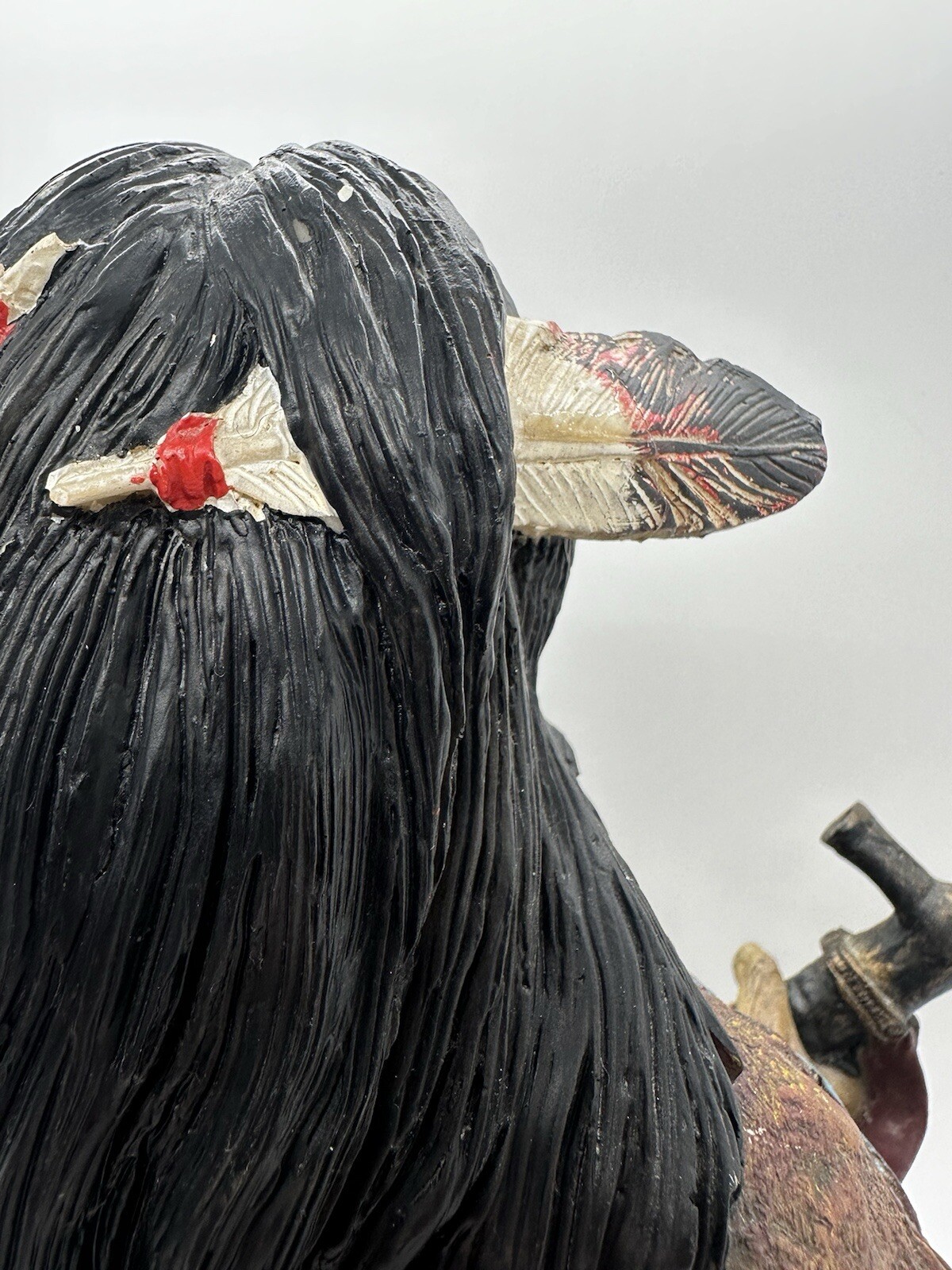 Native American Indian Large Bust Resin Sculpture Hand Painted Very Detailed