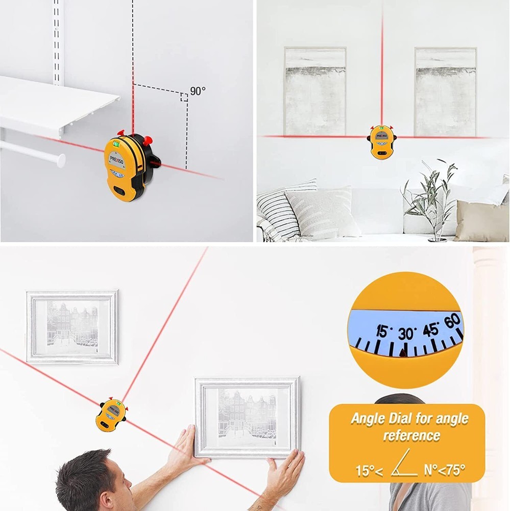 PREXISO 30Ft Multi Surface Laser Level LED Light Horizontal Vertical Line Laser
